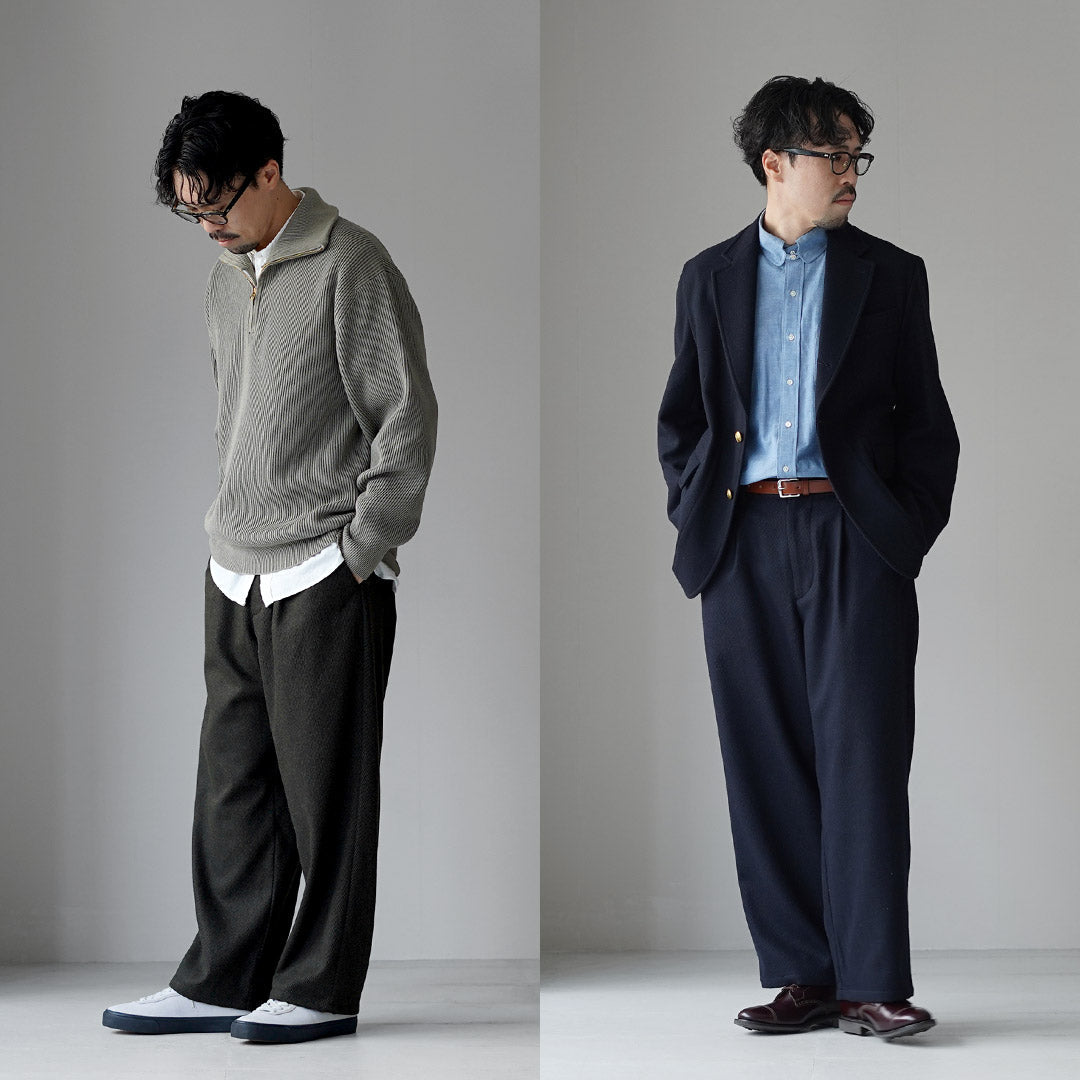 RE MADE IN TOKYO JAPAN / Pantalon large Kersey en laine et cachemire