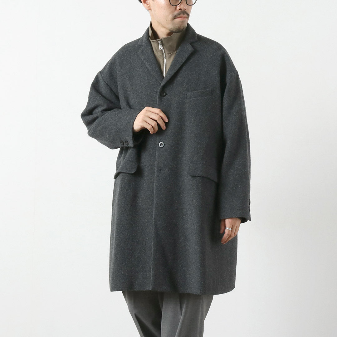 BASISBROEK / BALENN Wool-Nylon Flannel Chester Coat