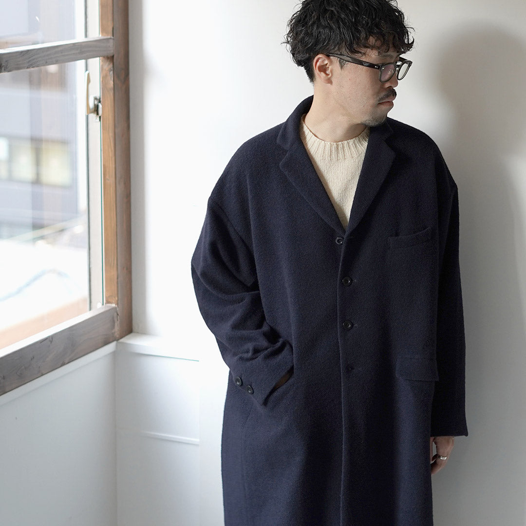 BASISBROEK / BALENN Wool-Nylon Flannel Chester Coat