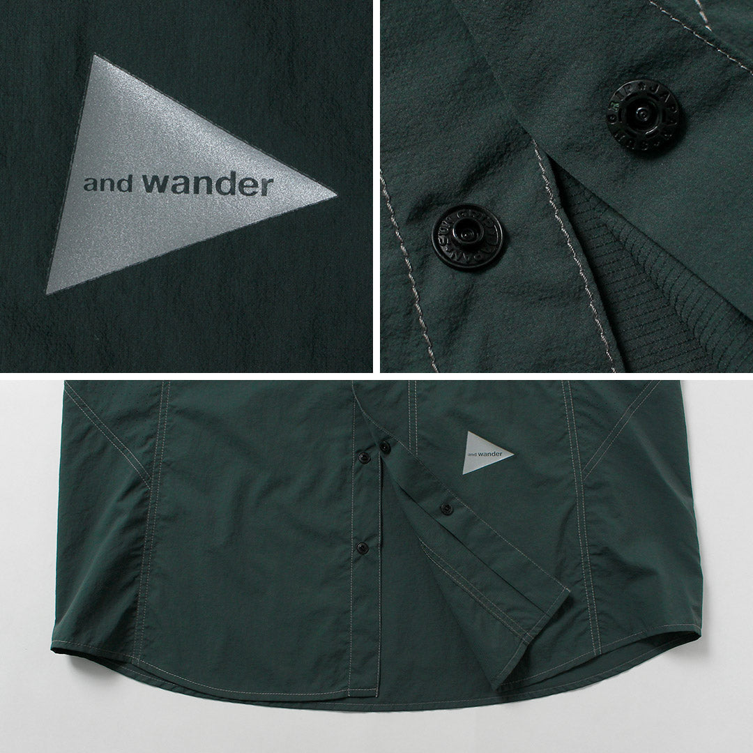 AND WANDER / 户外弹力唇带领衬衫