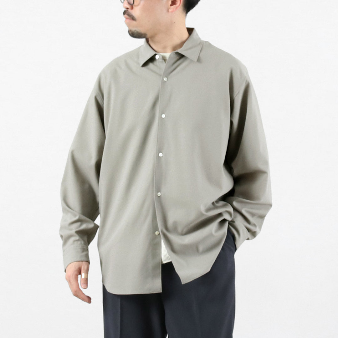 GOLDWIN / Camisa holgada de lana de alta torsión – Tela Bishu