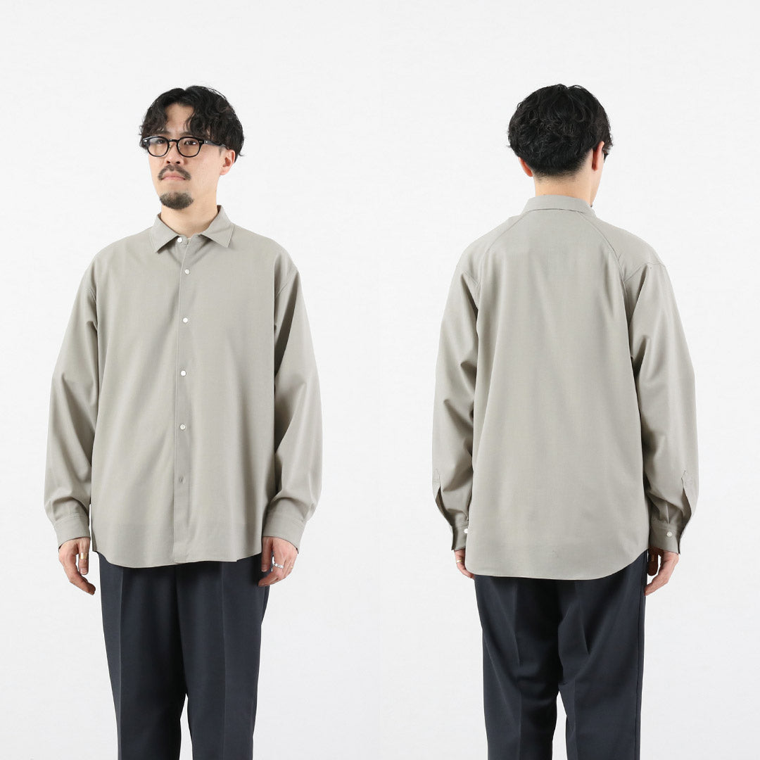 GOLDWIN / Camisa holgada de lana de alta torsión – Tela Bishu