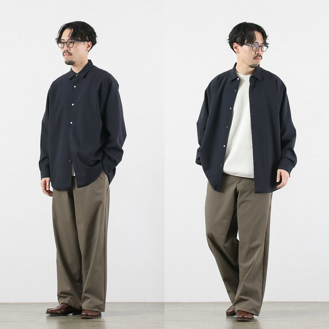 GOLDWIN / Camisa holgada de lana de alta torsión – Tela Bishu
