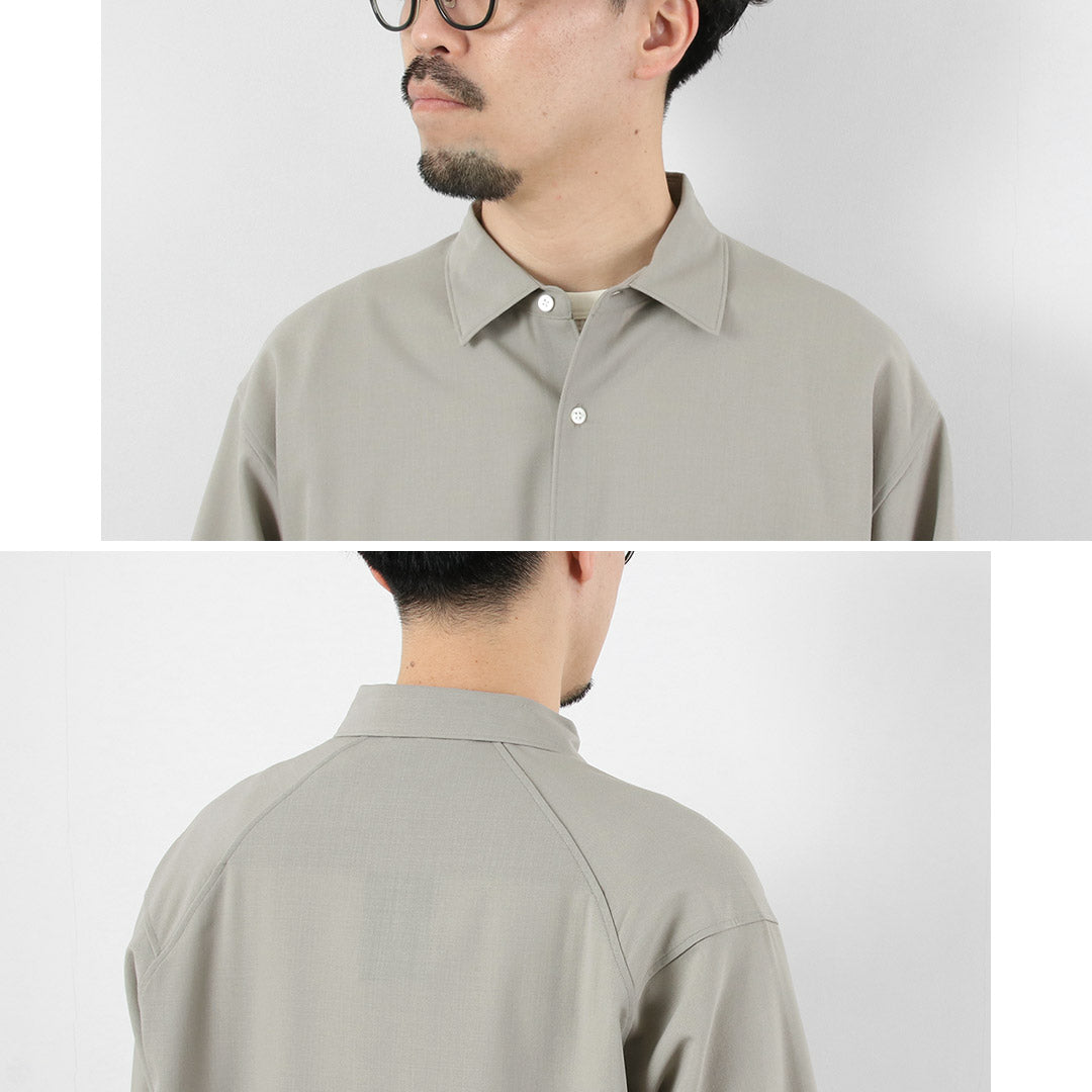 GOLDWIN / Camisa holgada de lana de alta torsión – Tela Bishu
