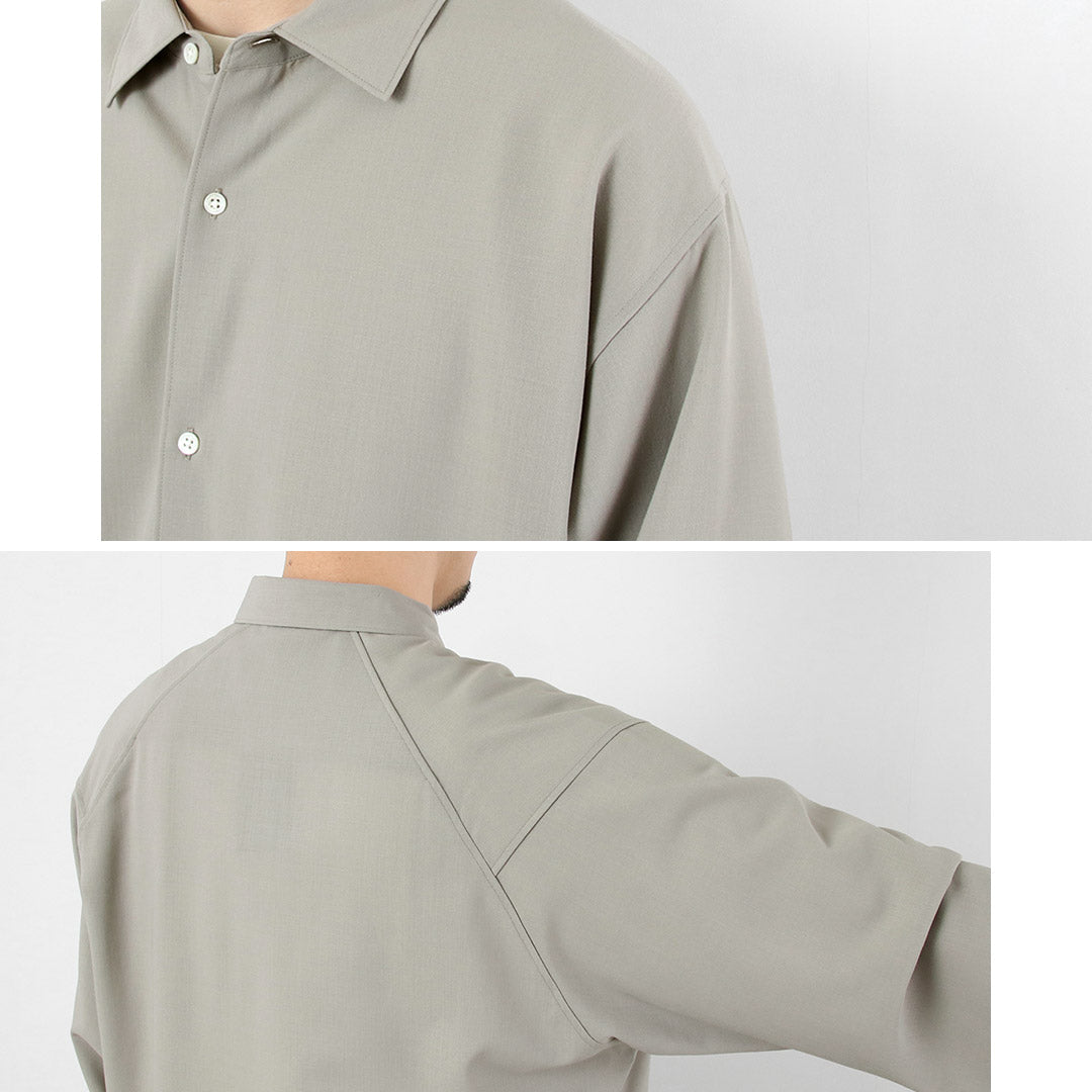 GOLDWIN / Camisa holgada de lana de alta torsión – Tela Bishu