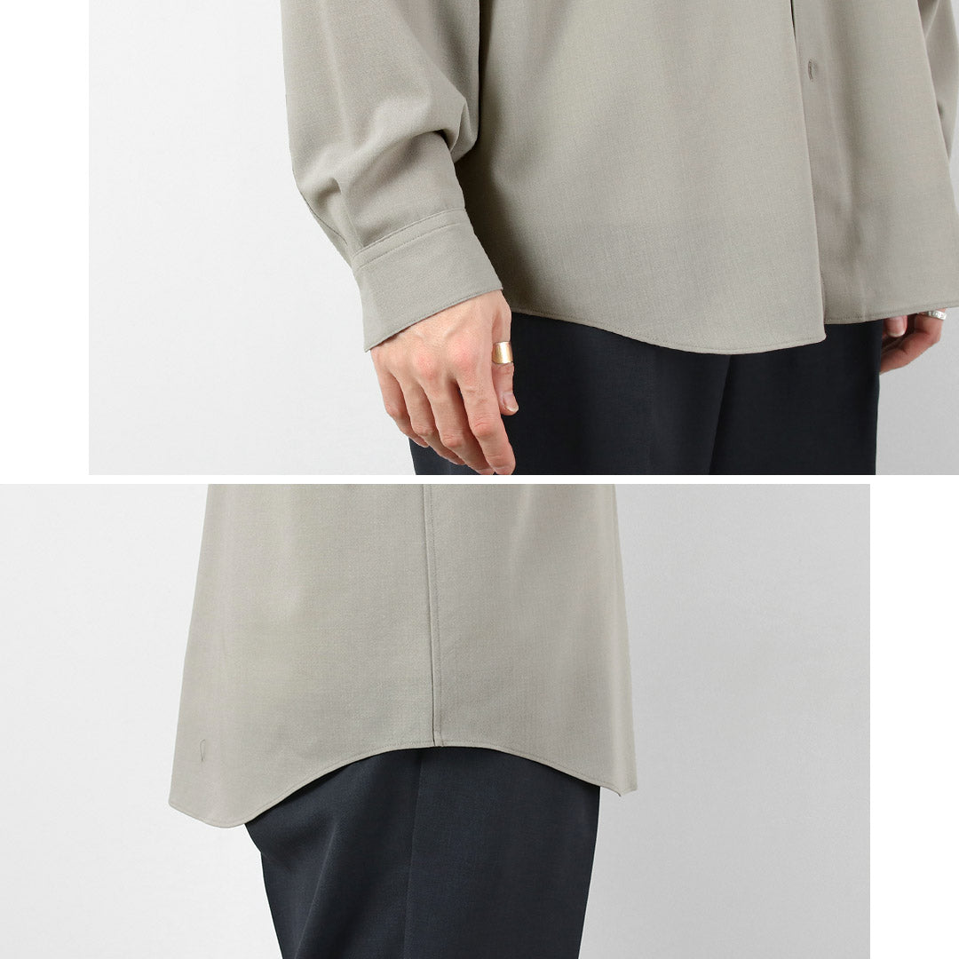GOLDWIN / Camisa holgada de lana de alta torsión – Tela Bishu