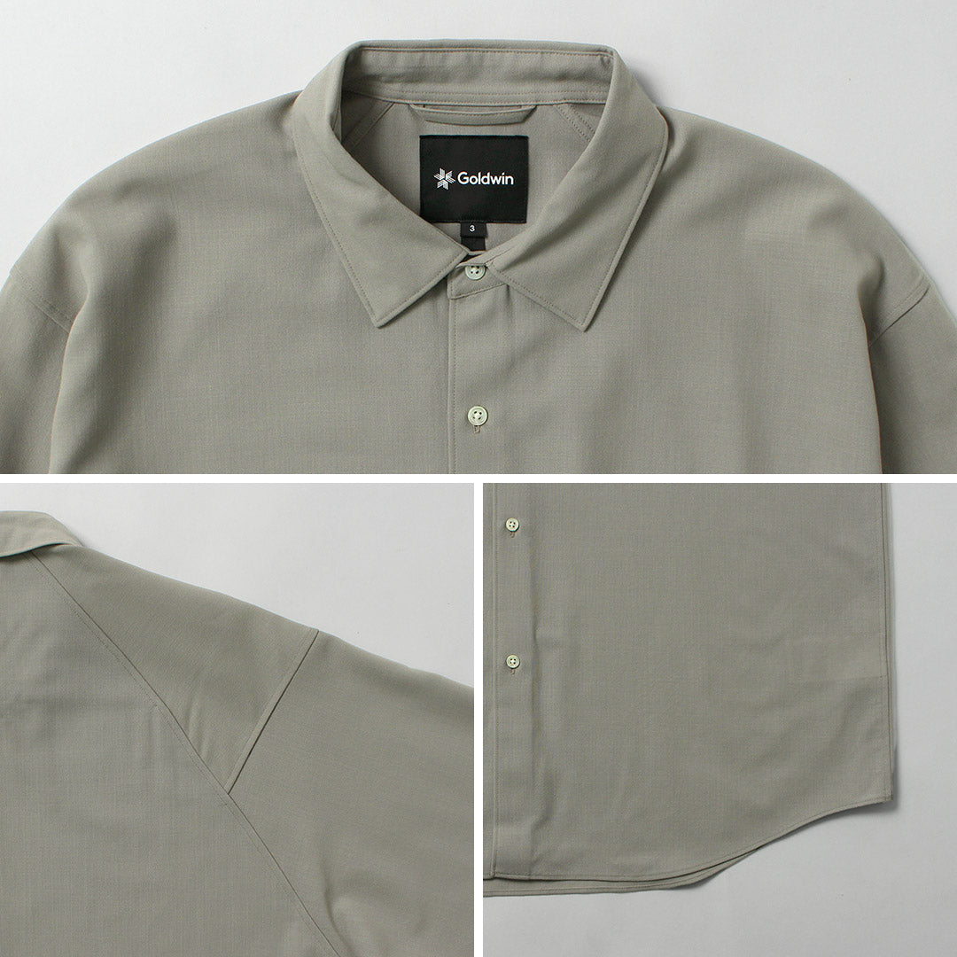 GOLDWIN / Camisa holgada de lana de alta torsión – Tela Bishu