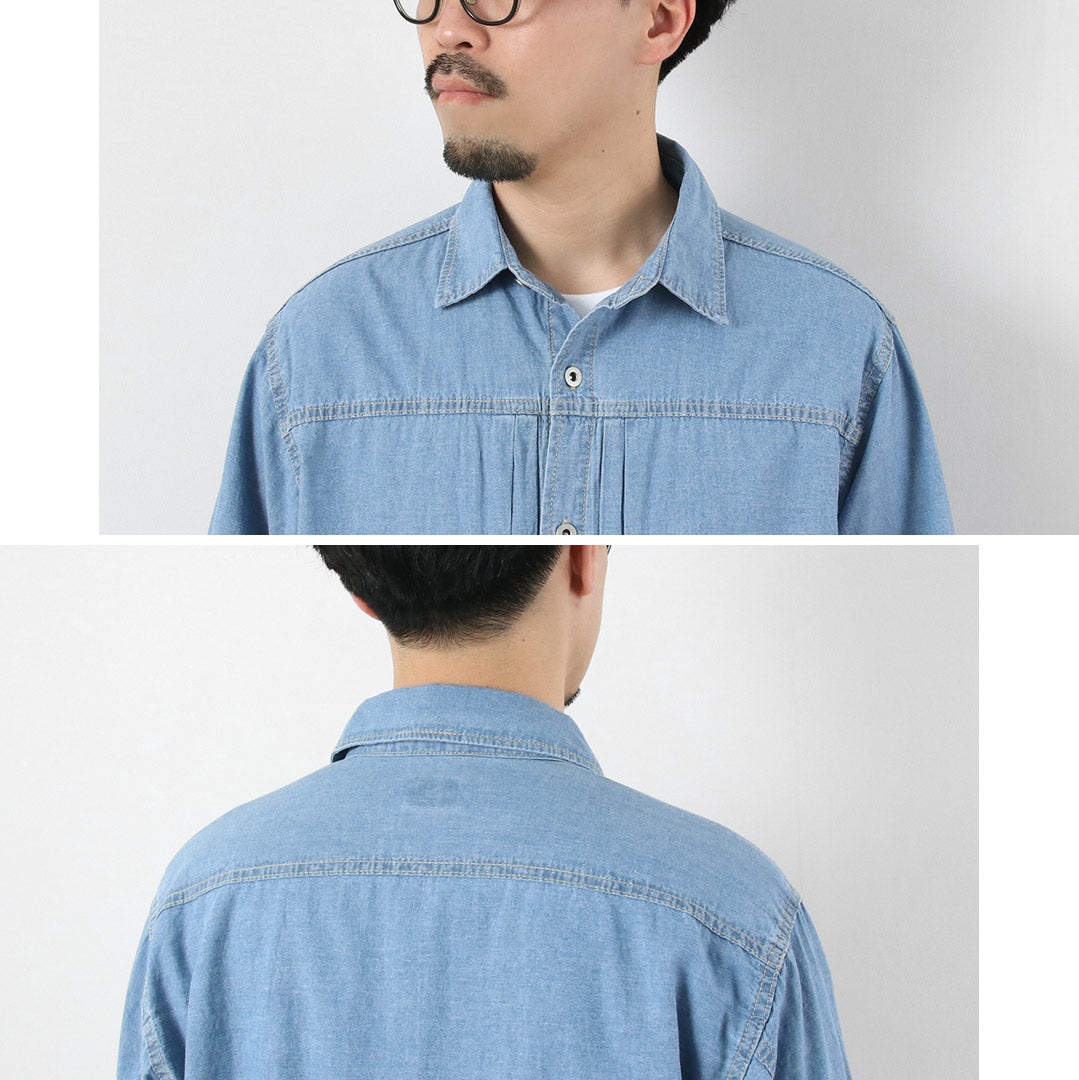 GOHEMP / Chemise de Travail Plissée, Chambray Chanvre-Coton