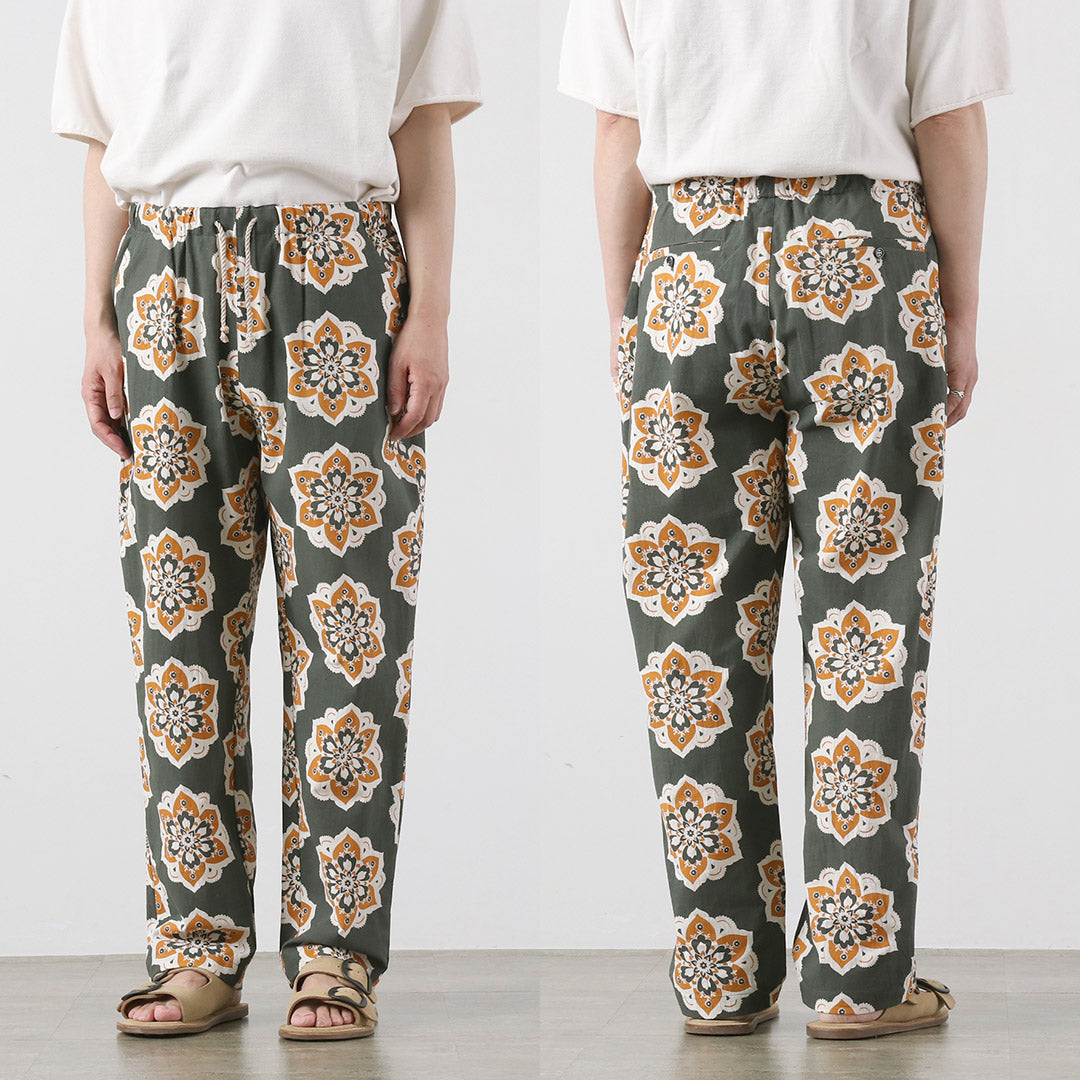 HAVE A GRATEFUL DAY / Round Design Print Ample Easy Pants