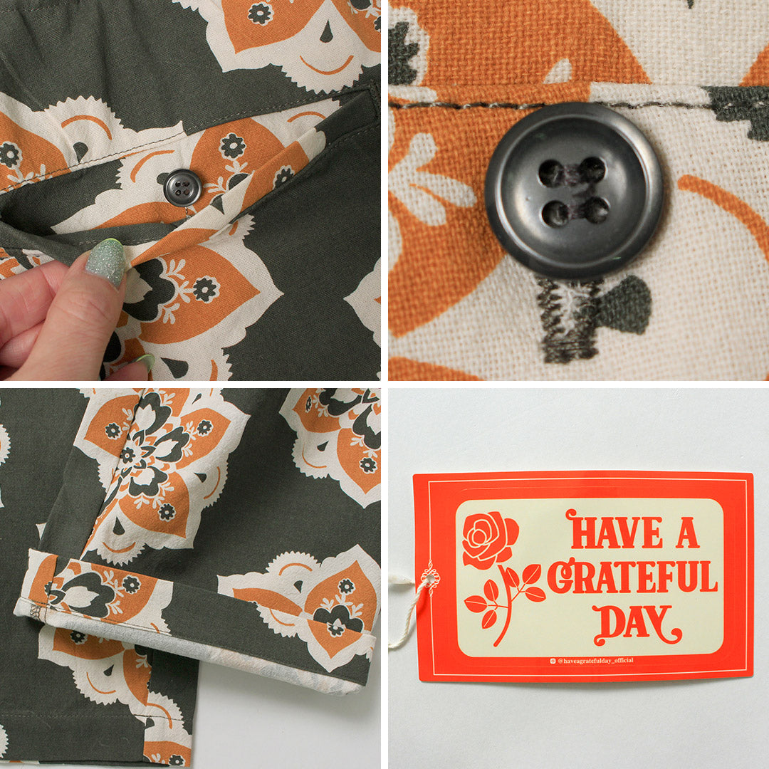 HAVE A GRATEFUL DAY / Round Design Print Ample Easy Pants