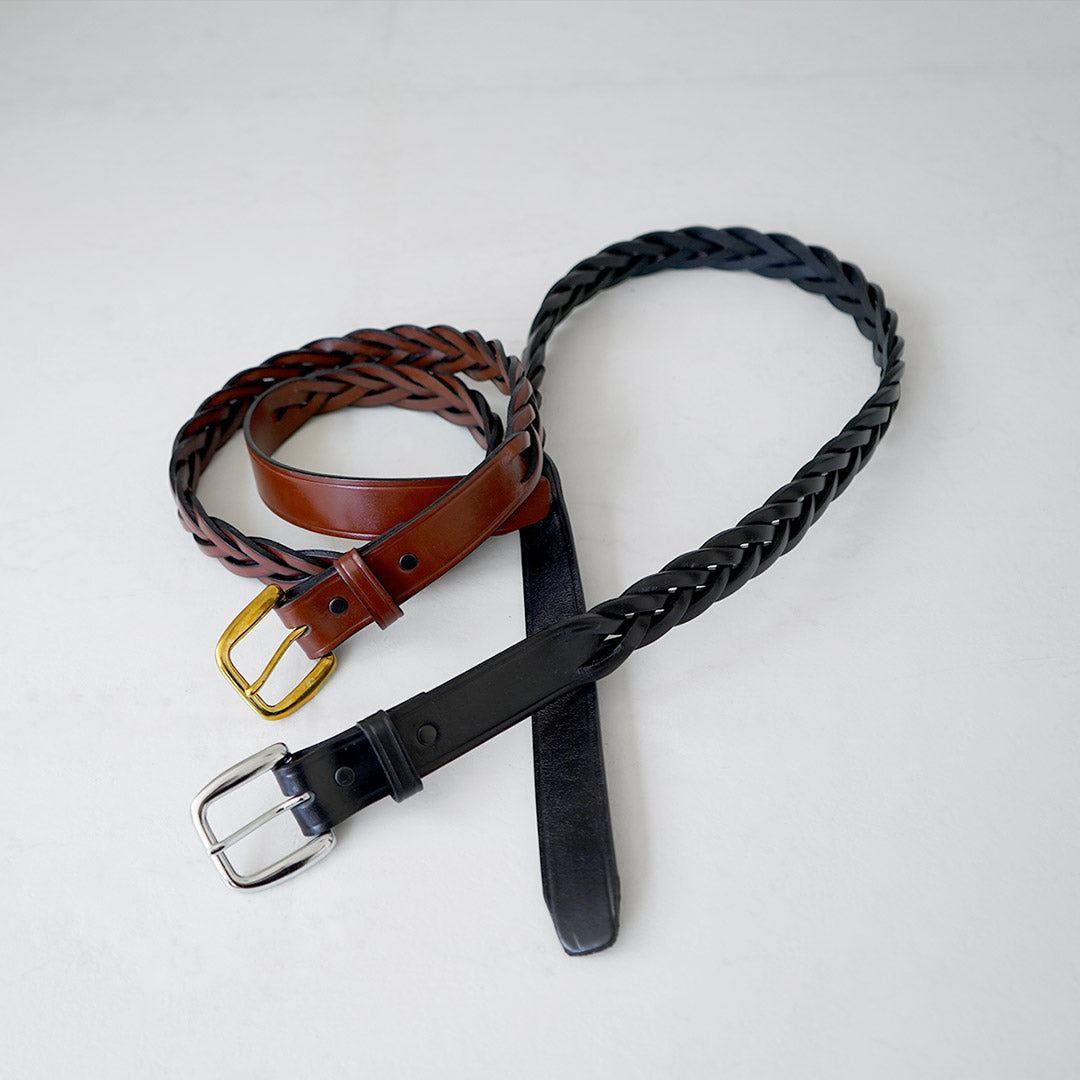TORY LEATHER / Ceinture tressée à pointe longue