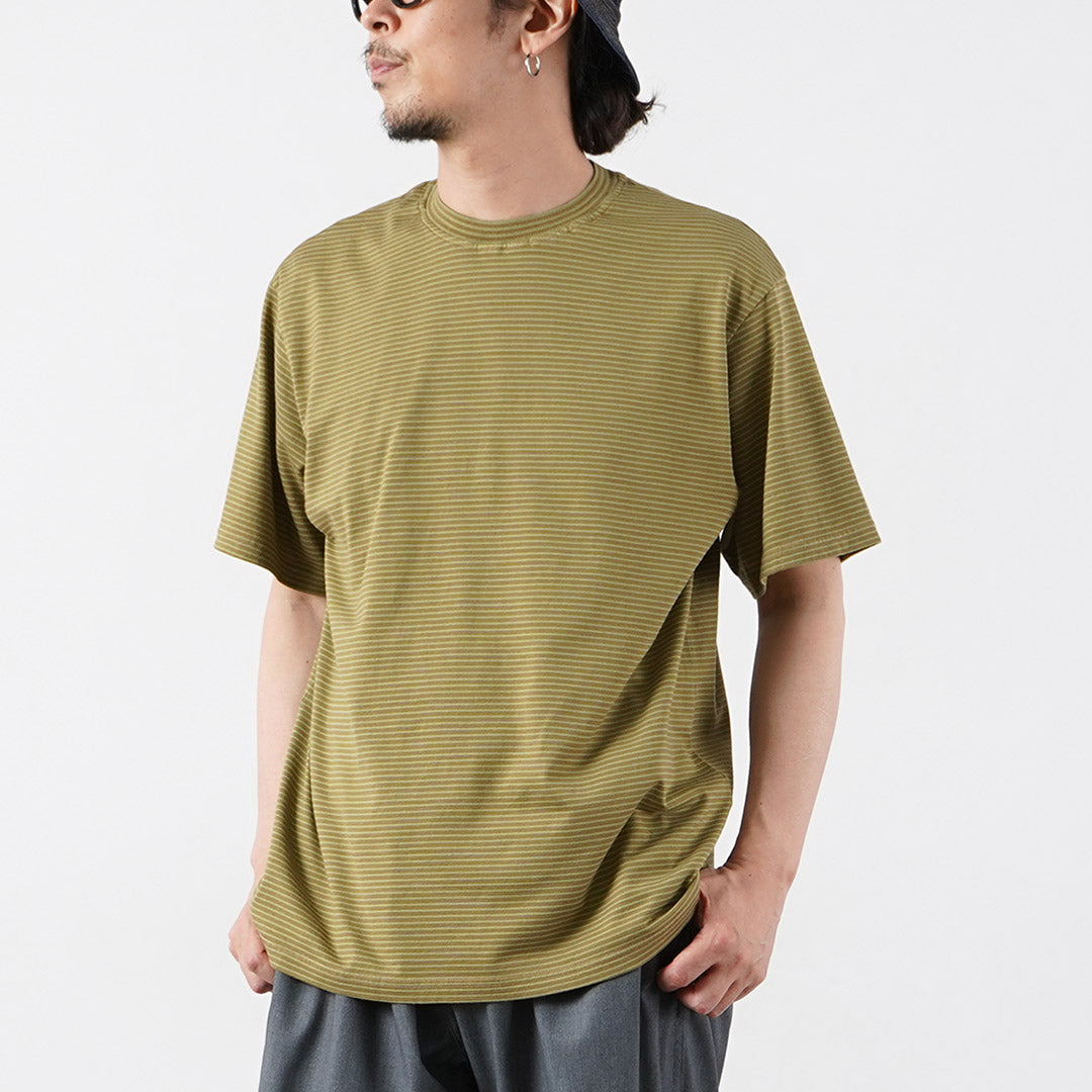 YONETOMI NEW BASIC / Garment-Dyed Striped Short Sleeve T-Shirt