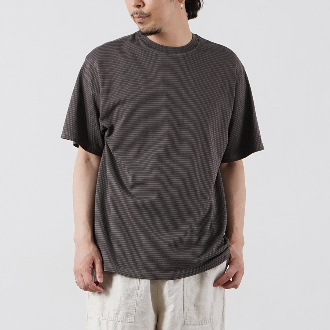 YONETOMI NEW BASIC / Garment-Dyed Striped Short Sleeve T-Shirt