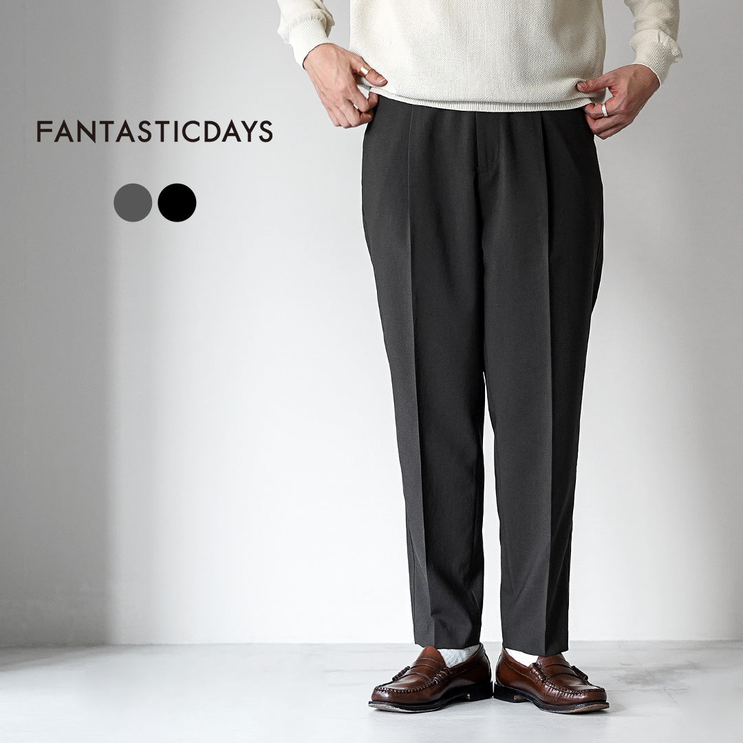 FANTASTICDAYS / 1-Pleat Linen-Like Polyester Trousers