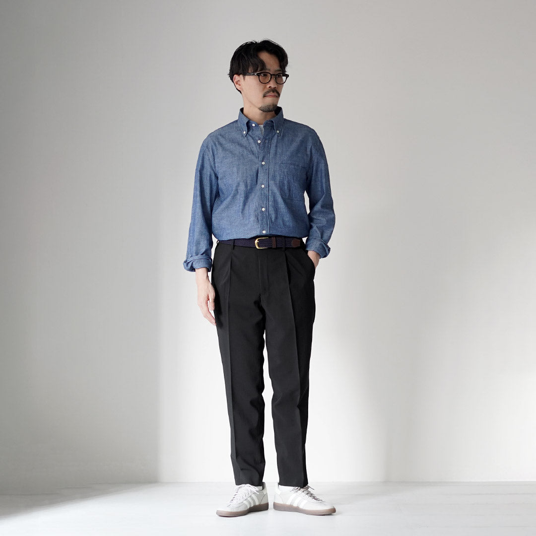 FANTASTICDAYS / 1-Pleat Linen-Like Polyester Trousers