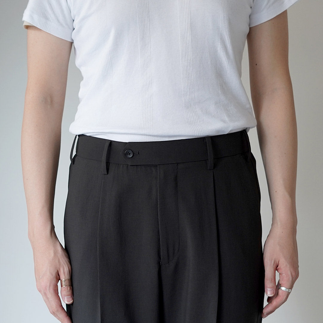 FANTASTICDAYS / 1-Pleat Linen-Like Polyester Trousers