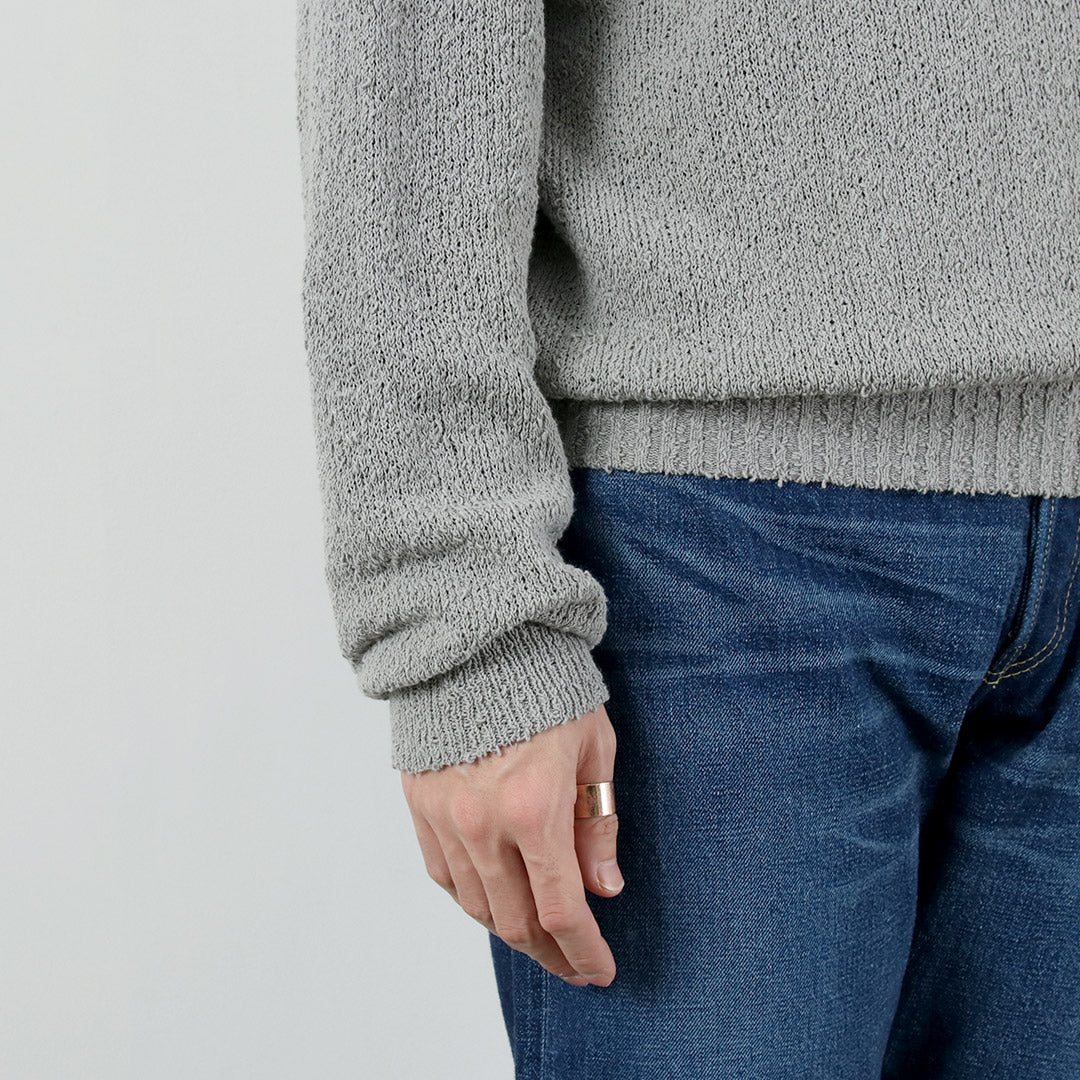 RYE TENDER / Pull à col rond en fil noué en coton Tafa