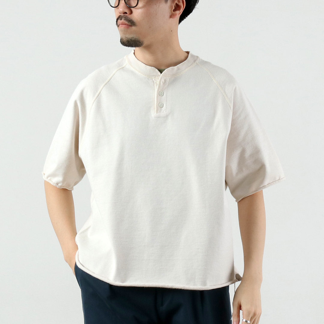 REMI RELIEF / Supima 毛圈布亨利领短袖圆领圆领毛衣