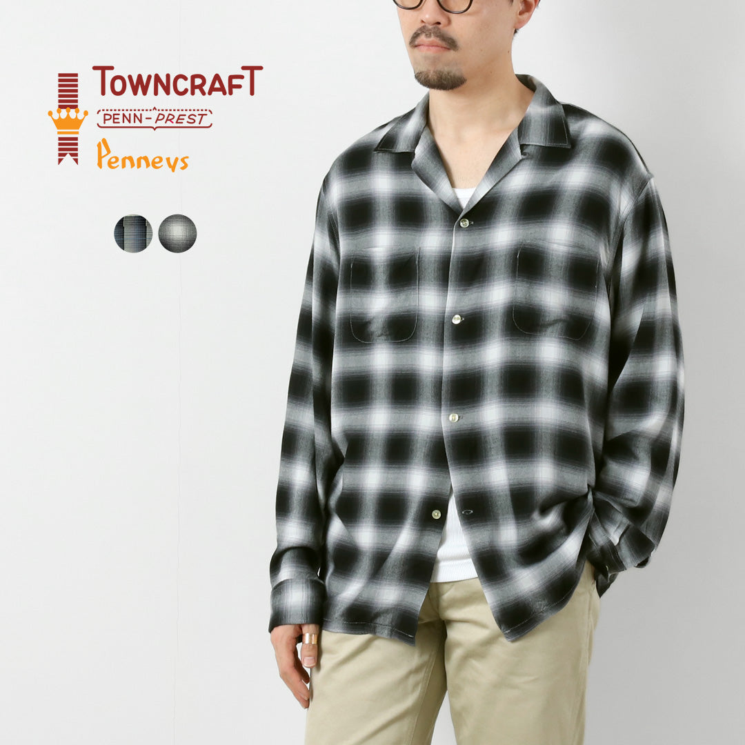 TOWNCRAFT / 60년대 옴브레 레이온 긴팔 루프 칼라 셔츠