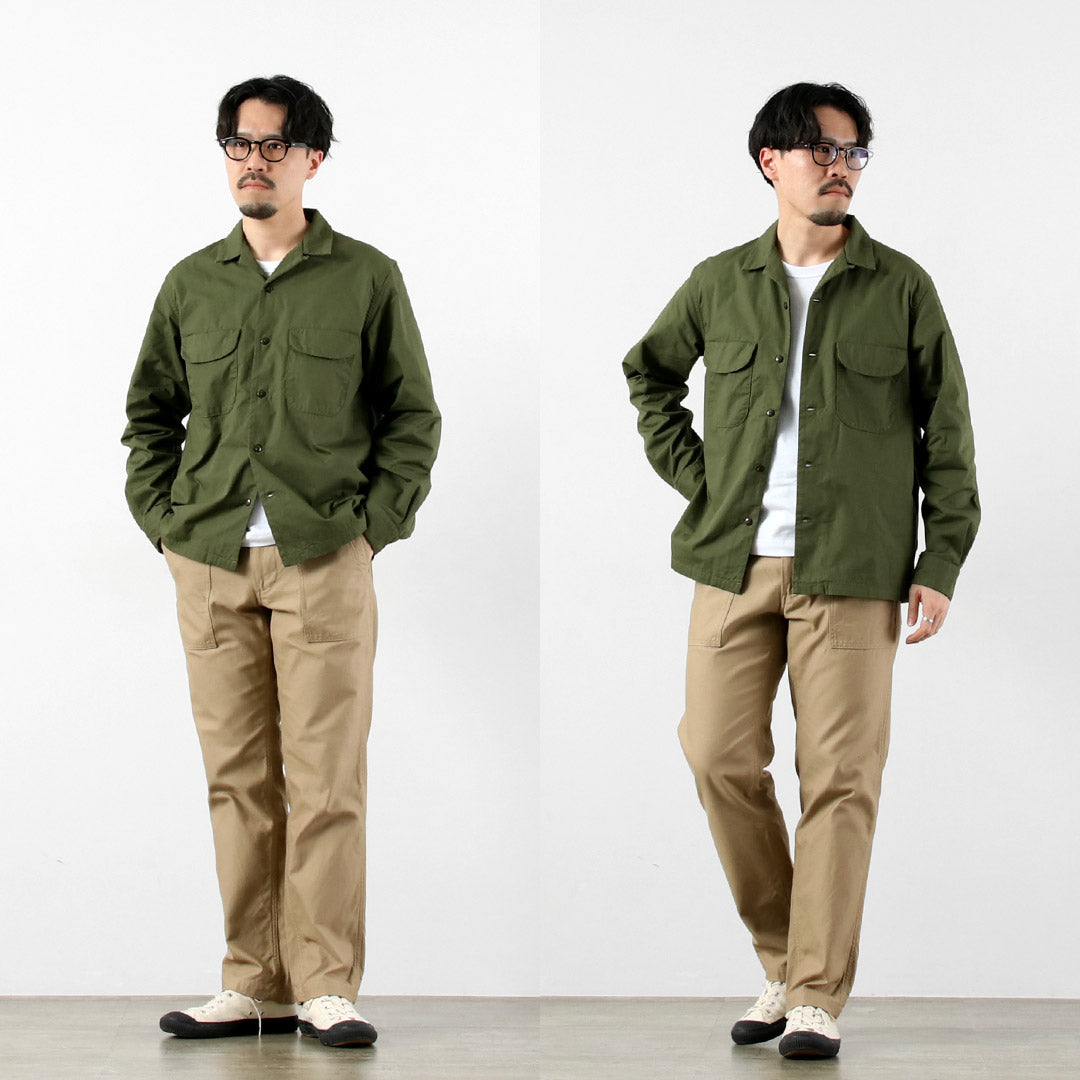 FOB FACTORY / F3515 배트윙 포플린 오픈 칼라 셔츠