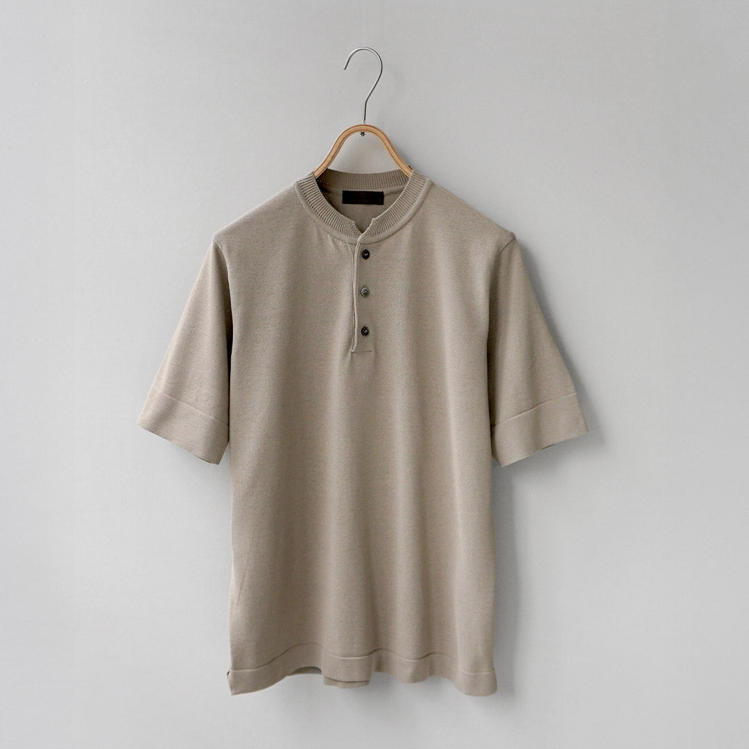 RINASCENTE / Hybrid Washable Henley Neck Knit T-Shirt