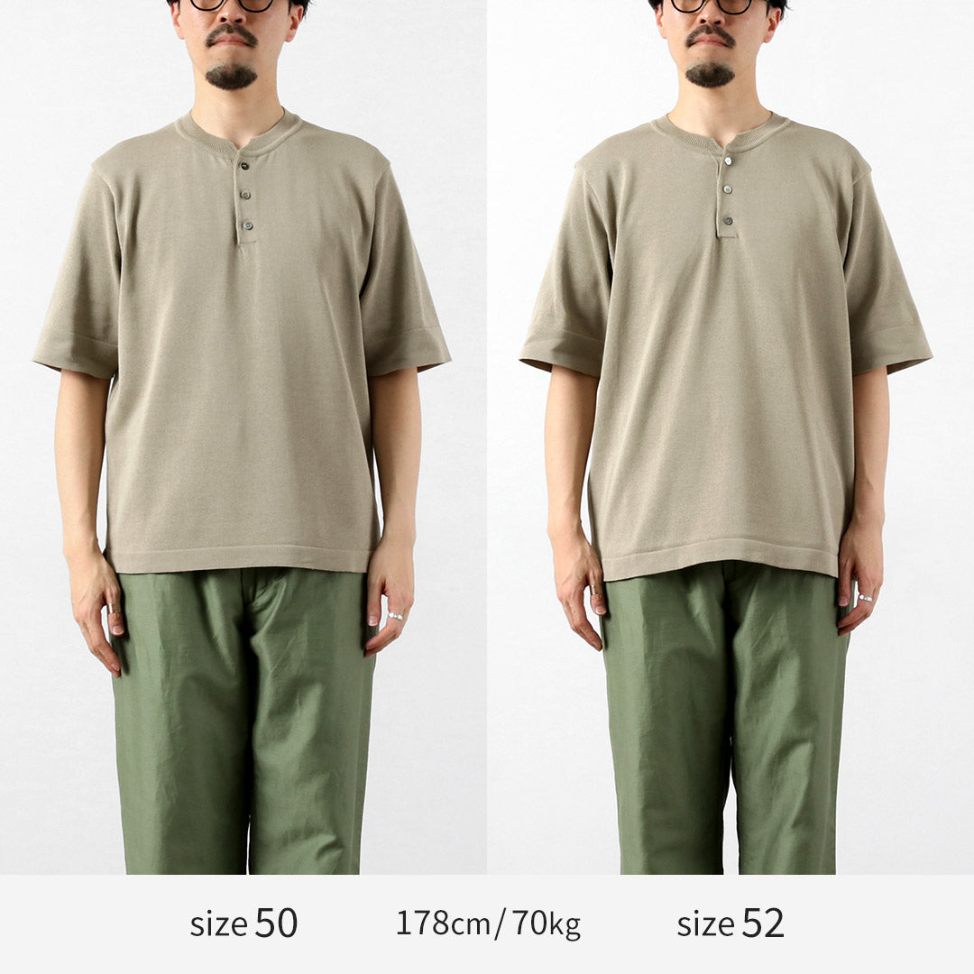 RINASCENTE / Hybrid Washable Henley Neck Knit T-Shirt