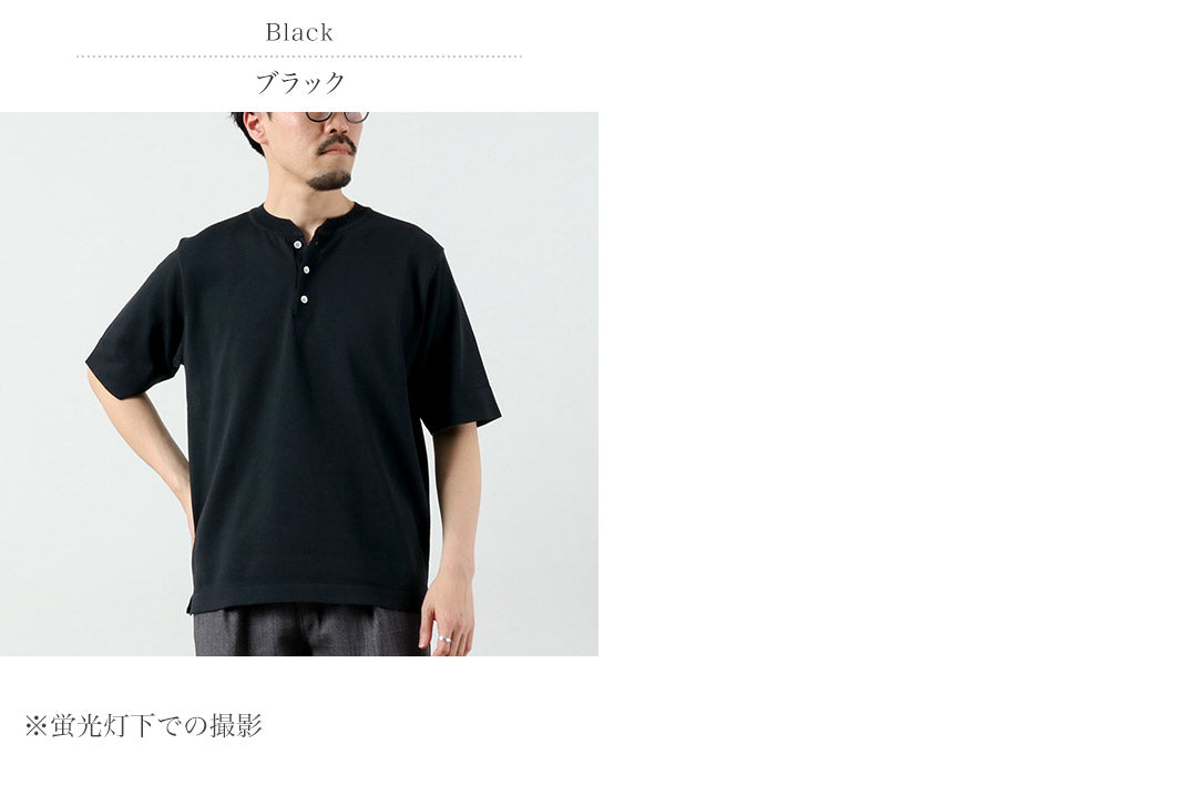 RINASCENTE / Hybrid Washable Henley Neck Knit T-Shirt