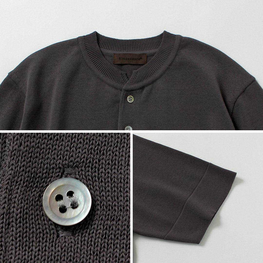 RINASCENTE / Hybrid Washable Henley Neck Knit T-Shirt