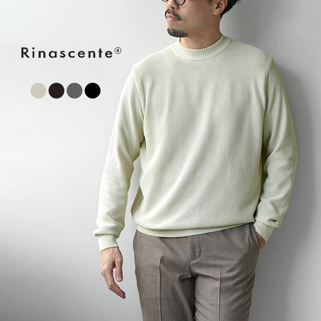 RINASCENTE / Camiseta de punto de manga larga con cuello barco Kanoko lavable híbrida