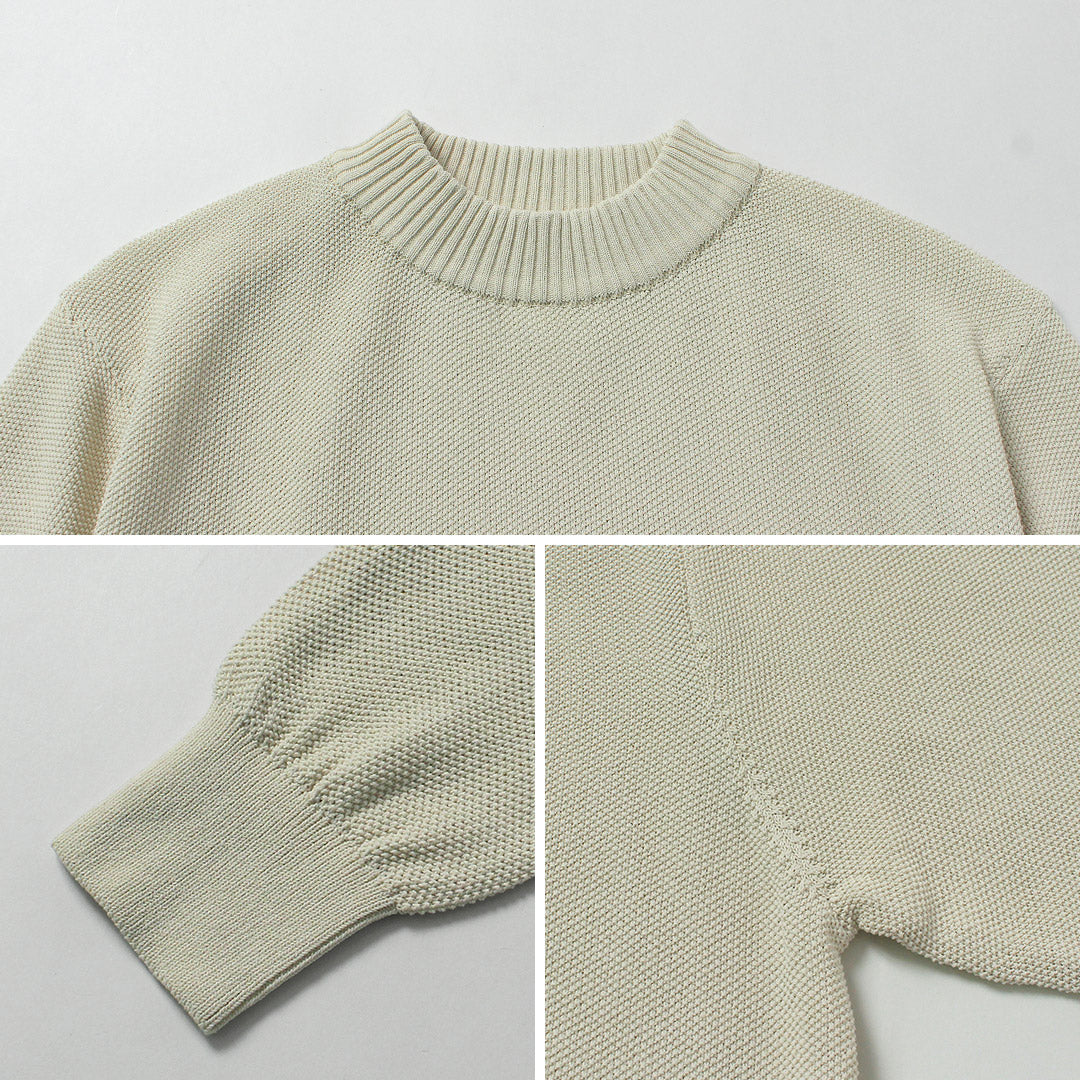 RINASCENTE / Camiseta de punto de manga larga con cuello barco Kanoko lavable híbrida