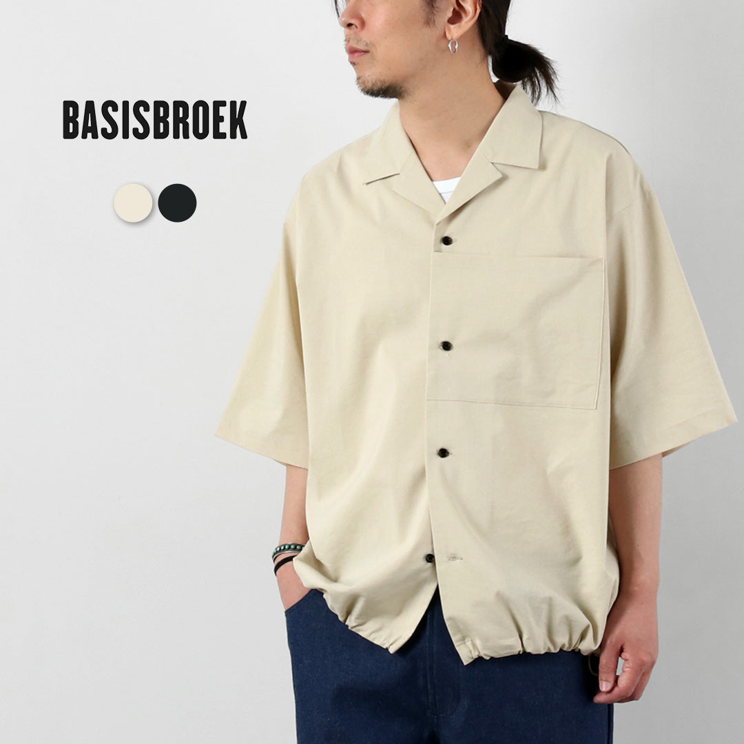 BASISBROEK / Dean Camisa elástica con cuello abierto en mezcla de lino