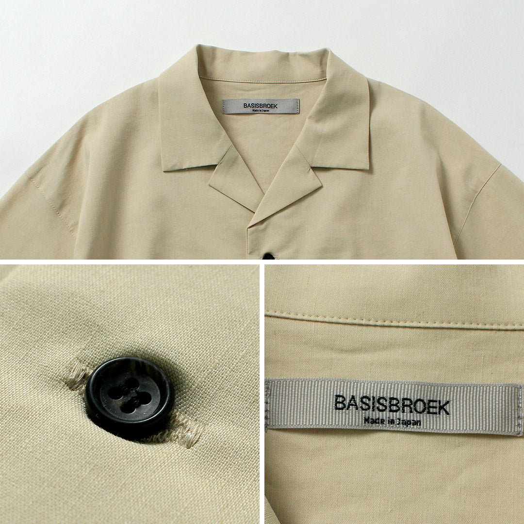 BASISBROEK / Dean Camisa elástica con cuello abierto en mezcla de lino