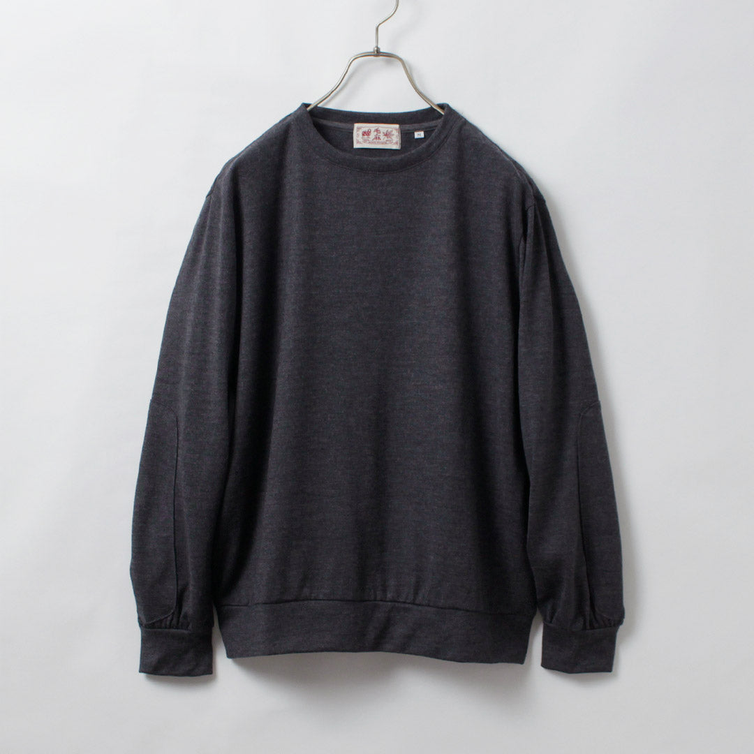 KEMA DESIGNS / 可水洗羊毛肘部拼貼針織 T 卹