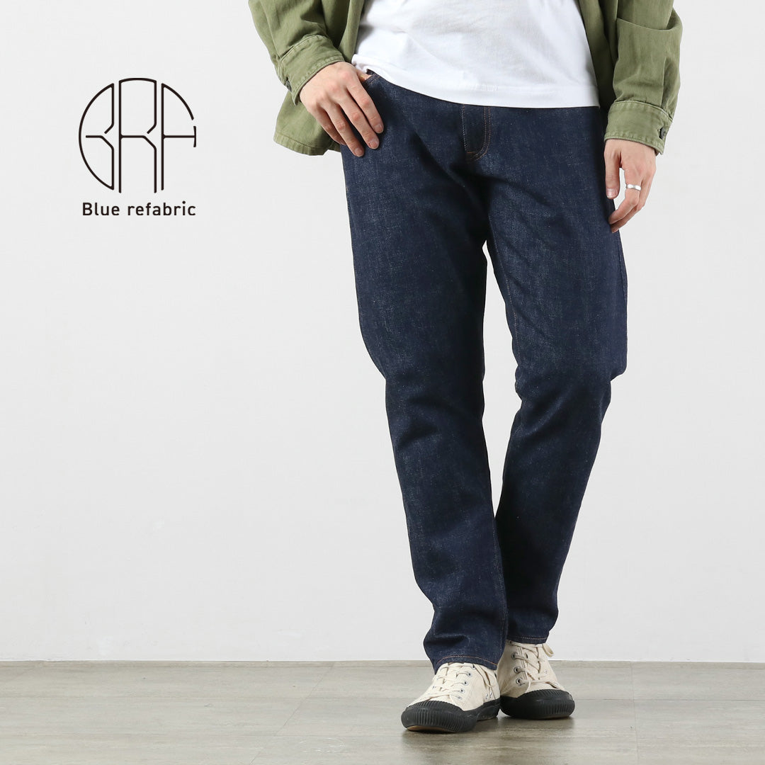 Refabric bleu / Jean 5P semi-large fuselé 13oz