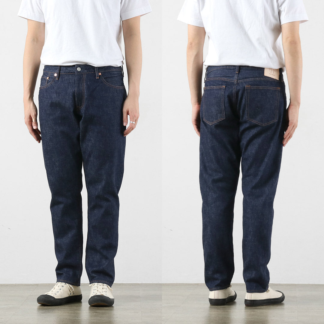 Refabric bleu / Jean 5P semi-large fuselé 13oz