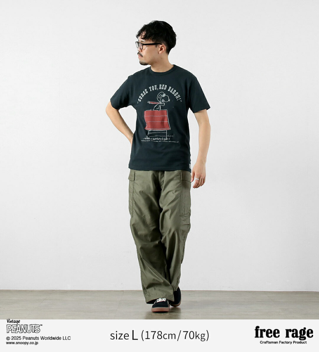 FREE RAGE / PEANUTS×free rage T-shirt à manches courtes en coton recyclé imprimé Red Baron