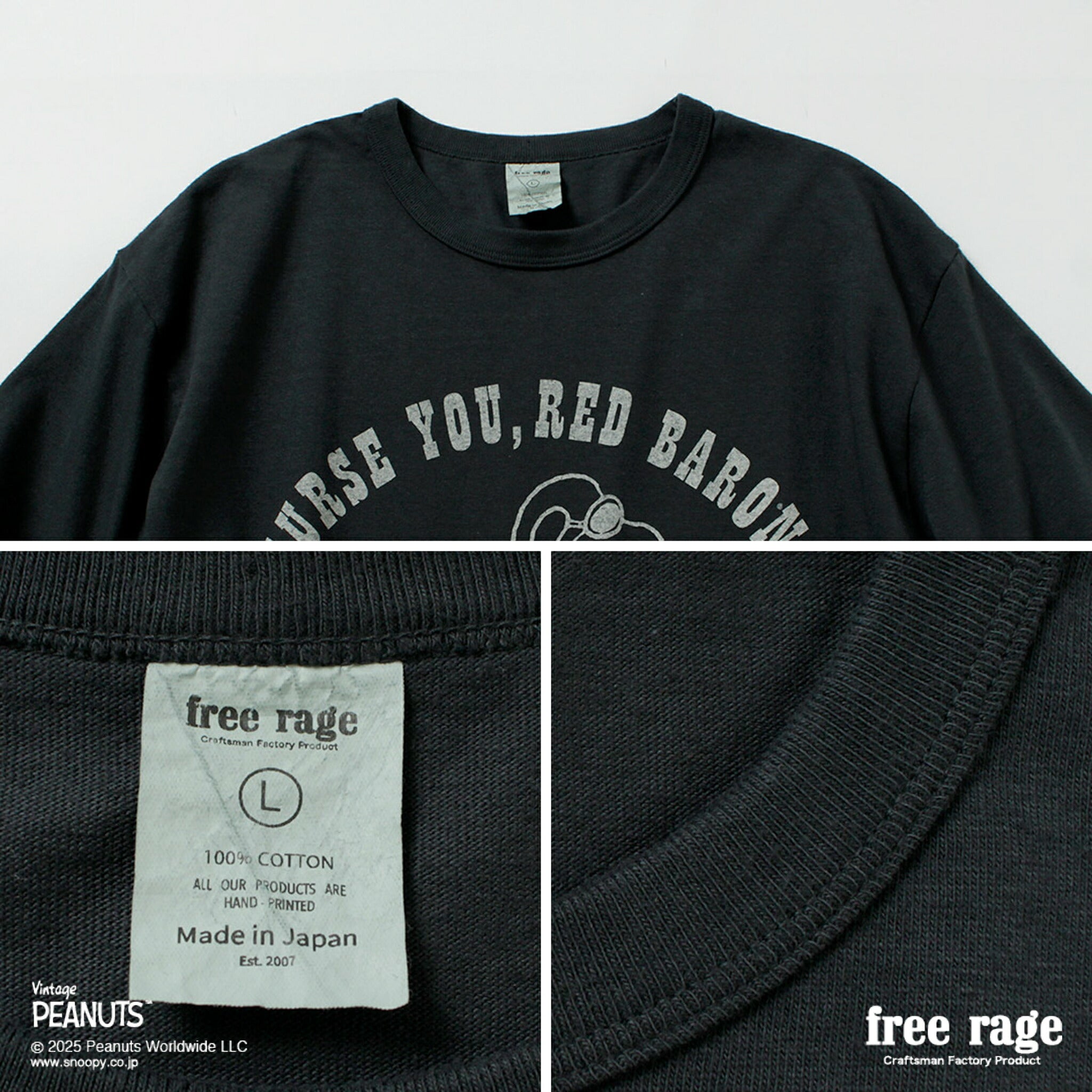 FREE RAGE / PEANUTS×free rage T-shirt à manches courtes en coton recyclé imprimé Red Baron