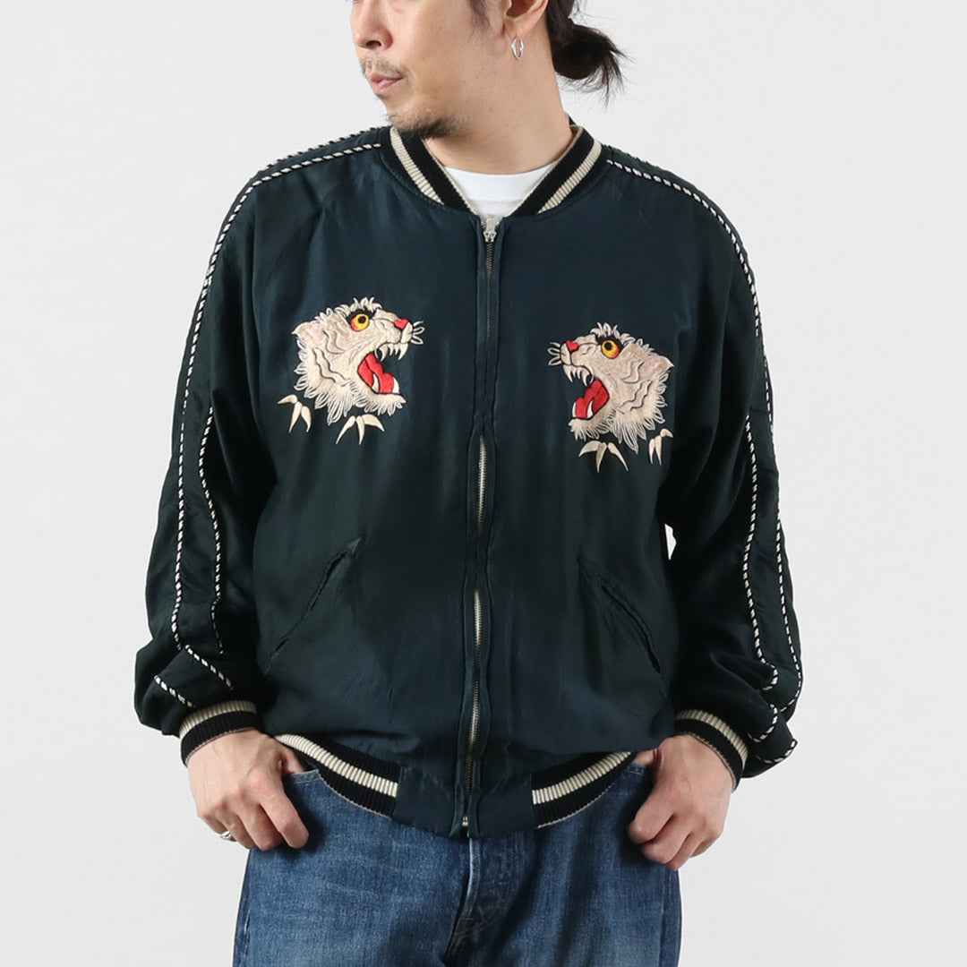 TAILOR TOYO / Tiger Head Hot Rod Acetate Souvenir Jacket Aging Model