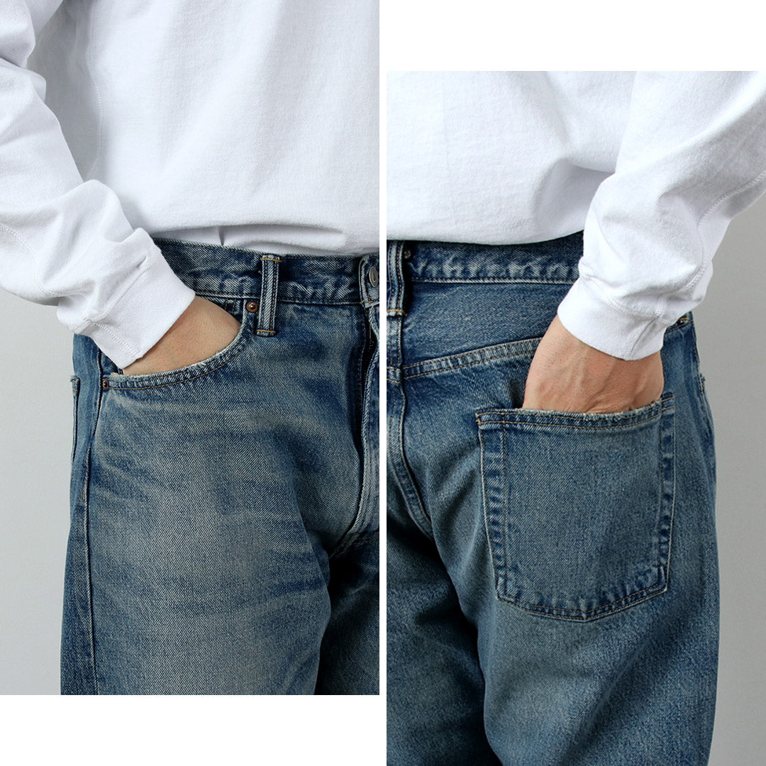 COTTON RESEARCH CLUB / 독점 14.75oz 셀비지 데님 진, 워시드 마감 팬츠