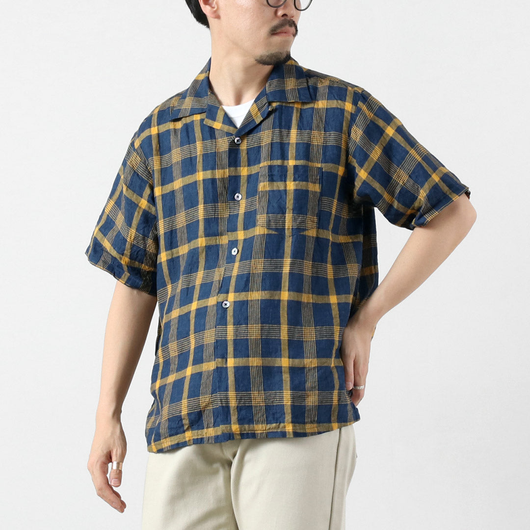 SEUVAS / Linen Open Collar Shirt