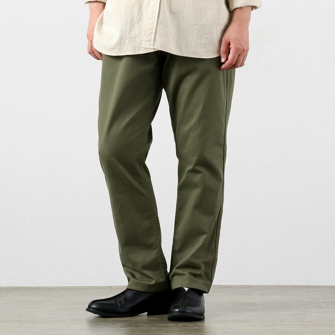 Blue refabric / Herringbone Wide Tapered Vintage Trousers