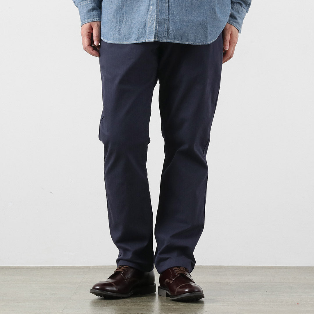 Blue refabric / Herringbone Wide Tapered Vintage Trousers