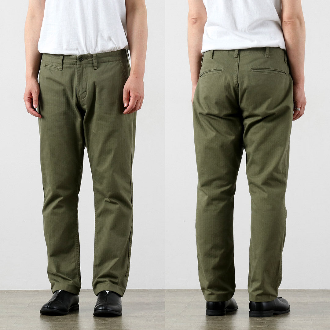 Tela azul / Pantalón vintage cónico ancho en espiga