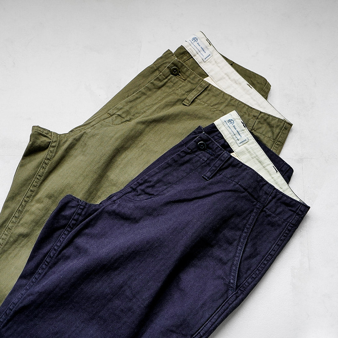 Tela azul / Pantalón vintage cónico ancho en espiga
