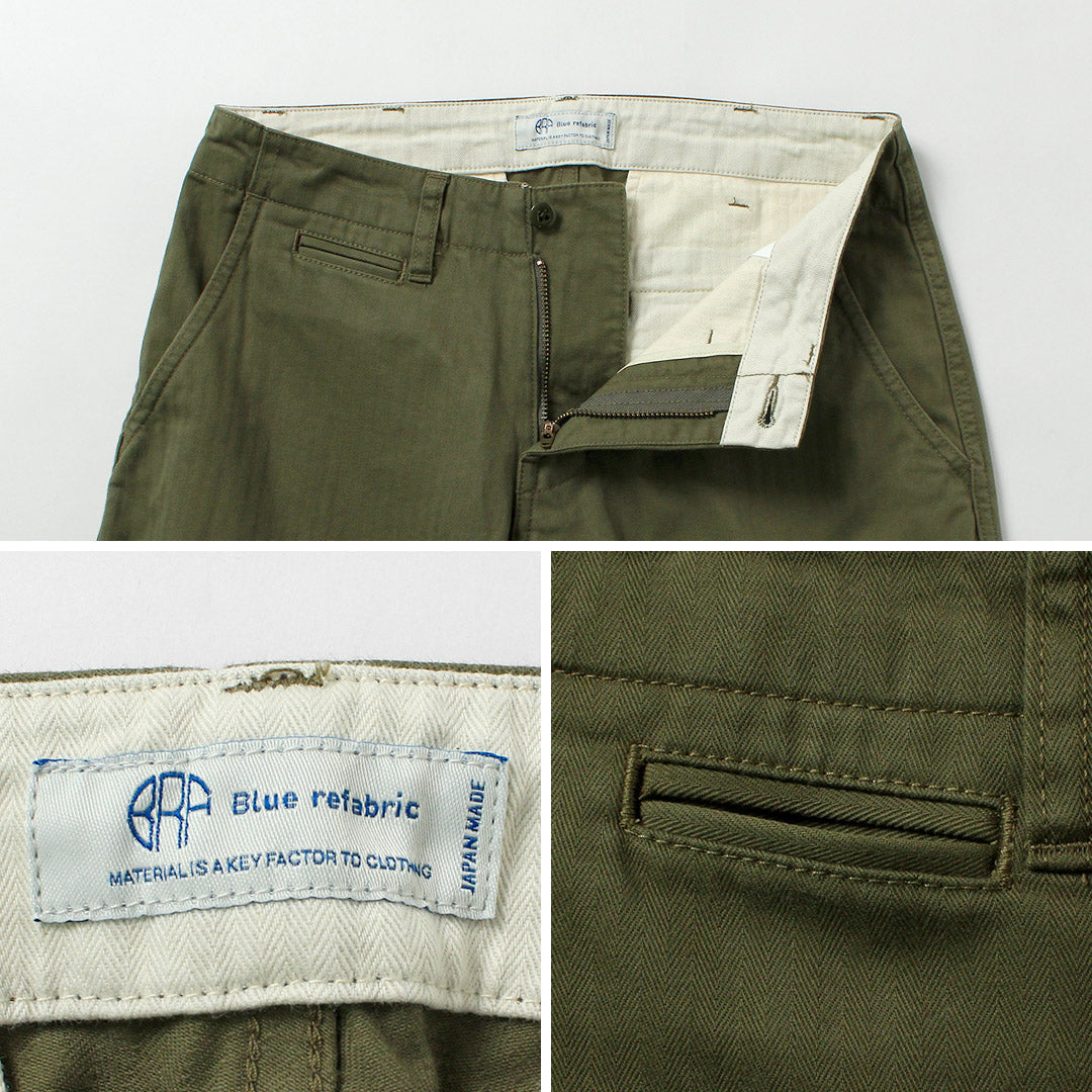 Tela azul / Pantalón vintage cónico ancho en espiga