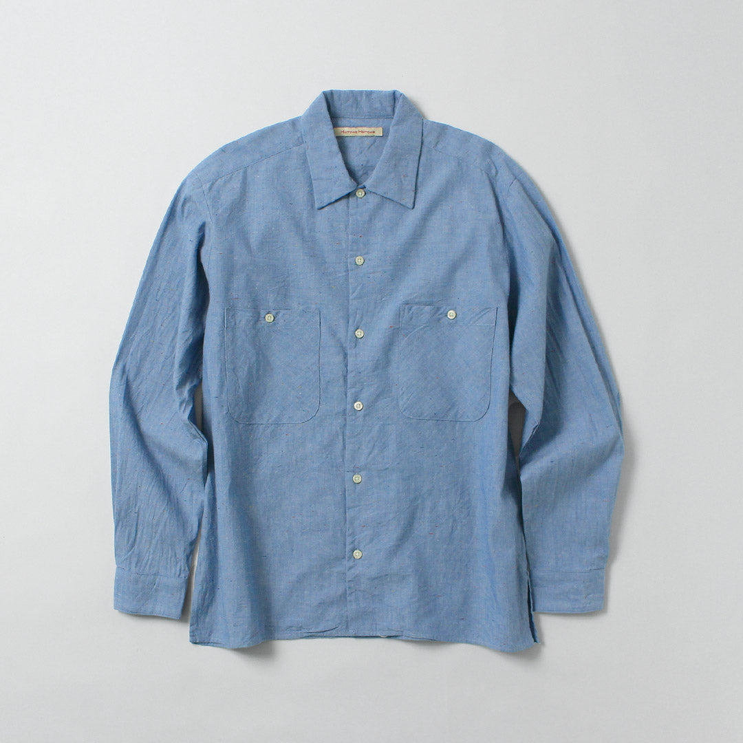 HARROWE HARROWE / Chemise à col ouvert couleur Nep Chambray 5oz