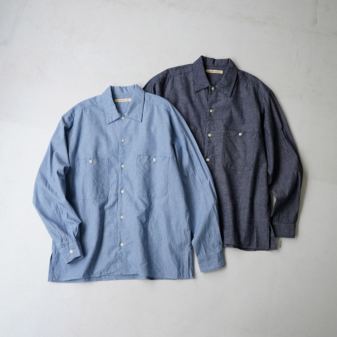 HARROWE HARROWE / 5oz 컬러 네프 샴브레이 오픈 칼라 셔츠
