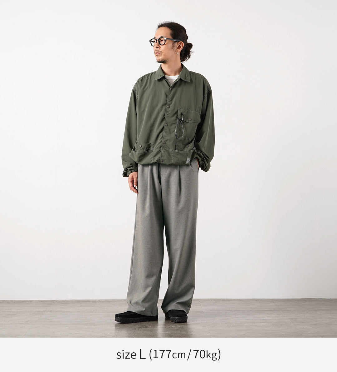 AND WANDER / PE Melange Twill Wide Easy Pants