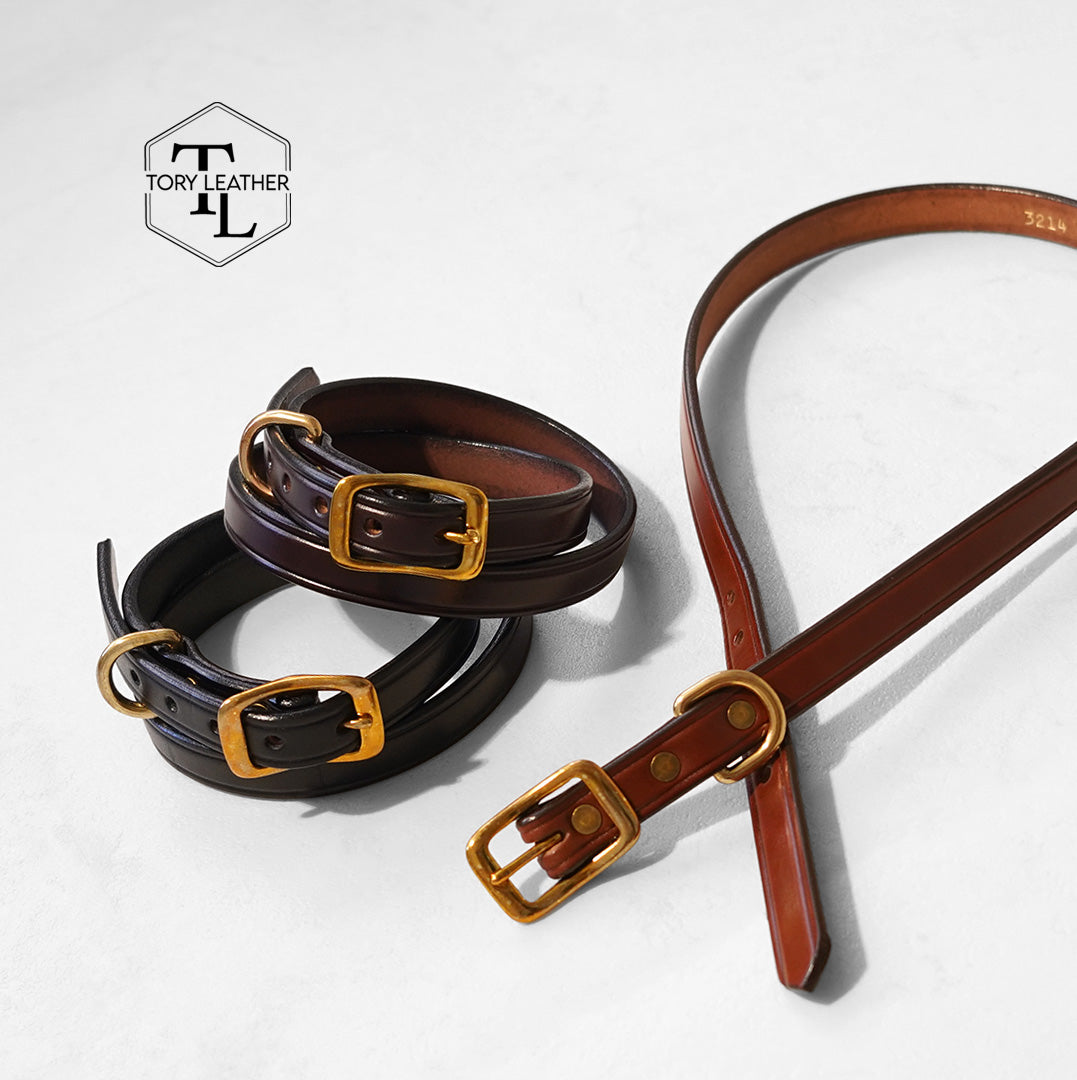 TORY LEATHER / Cinturón ancho liso con arrugas en piel