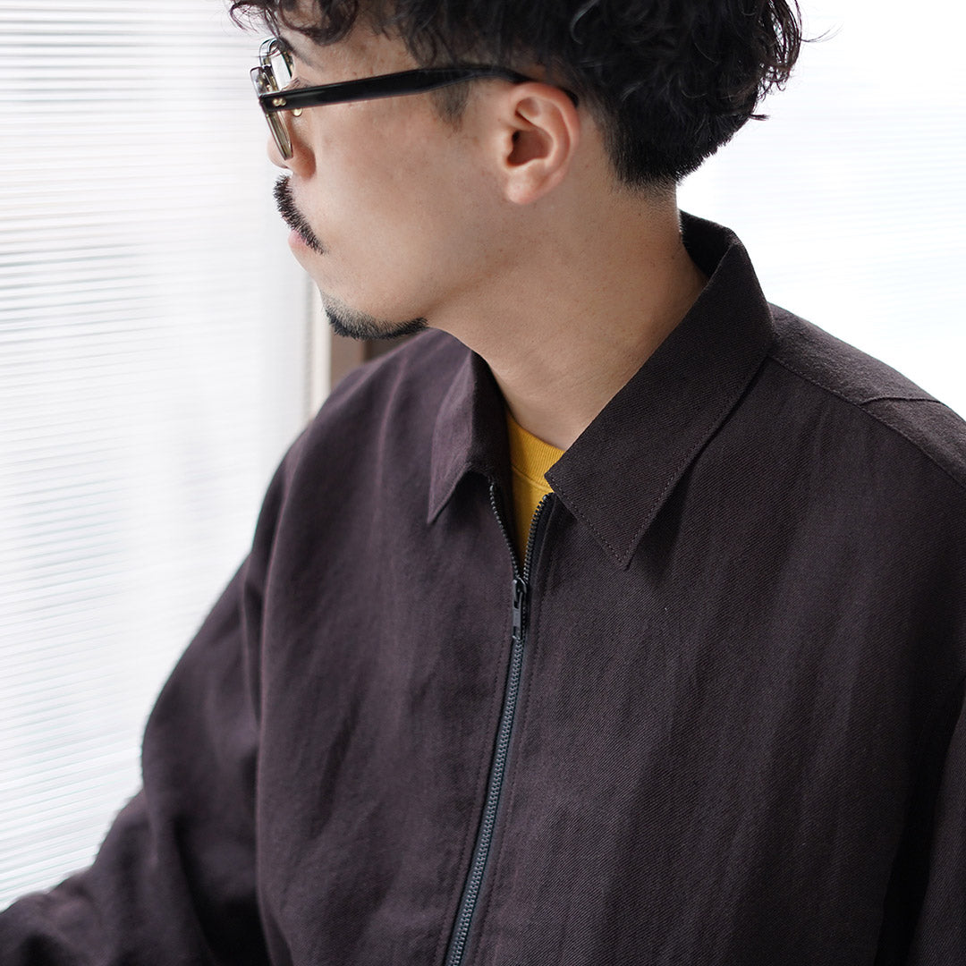 FUJITO / 울/린넨 서지 집업 블루종